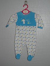 ~ 3 mois MANON & VALENTIN - CIN26  ~ Superbe pyjama en velours blanc & bleu ~