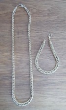 jolie parure collier bracelet plaqué or maille tressé