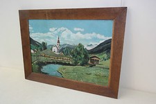 1 X Grand Âge Cadre D'Image Avec Image 71 x 54 x 3,5cm Cadre en Bois Massif