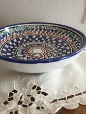 Assiette creuse saladier, vide poche, déco terre cuite vernissée artisanat tunis