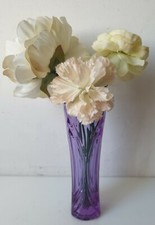 Soloflore petit VASE CRISTAL d'ARQUES FRANCE VIOLET mauve rose 17 cm