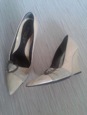 Escarpins Compense Cuir Cafe Noir Pointure 35