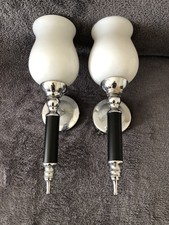 APPLIQUES LAMPES FLAMBEAUX ADNET VINTAGE 1950 OPALINES TULIPES BLANCHES