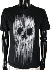 T-shirt Homme Noir Manche Courte Crane de Mort Gothique Bonne Qualité Taille 42