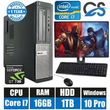 Rapide Jeu Paquet Tour PC Ensemble Complet Ordinateur Système Quad Core i7 16GB