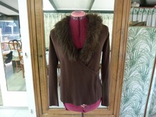 veste , gilet , femme , T - 2 = 36/38 ,  SAMY  , acrylique , marron  ,maille
