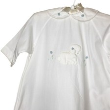 Vintage Baby Girls Sheep Floral Embroidered Cotton Dress 0-12 Months