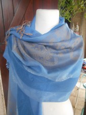 Echarpe étole châle chèche foulard 180x72 cm polyester bleu neuf