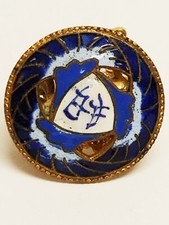 Vintage Chinese Symbol Enamel Openwork Button Upcycled Adjustable Ring