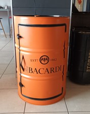 Petit bar Baril Fût de Décoration  Orange & Noir  "Bacardi" 60L
