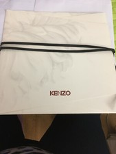 KENZO, POCHETTE, COFFRET, ÉTUI POUR FOULARD, BEIGE/ÉCRU, FLEURS EN RELIEF