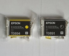 LOT DE 2 CARTOUCHES D'ENCRE EPSON ( Noir T0891, jaune T0894) 
