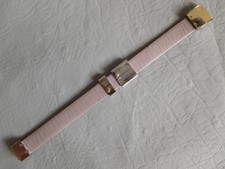 SWATCH BRACELET MANCHETTE CUIR PLAT MAUVE GRIS ACIER INOXYDABLE STRASS FEMME