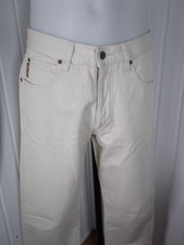 Vintage Pantalon jeans droit beige ARMANI JEANS W34 42 Logo métal Made in Italy