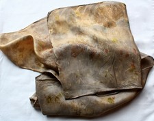Ecoprinted SILK scarf-Fall tones botanical scarf-Hand dyed Naturally dyed 11x60
