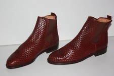 SALAMANDER  Bottines Boots Cuir Tressé Bordeaux Elastiquées T 37 TTBE