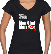 Tshirt / T-Shirt Femme Filles simple aime les Chats et son mec humour drôle FUN