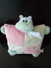 Z7- DOUDOU COUSSIN PARKFIELD  HIPPOPOTAME VACHE ROSE BLANC VERT BONBON - TTBE