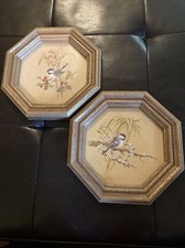 CHICKADEE PRINTS HOMCO INC 1983 VINTAGE HOME INTERIORS OCTAGON FRAMES BIRD ART