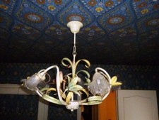 LUSTRE NOVARCA Italie 5 AMPOULES DÉCOR FLORAL HALOGÈNE  