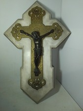 ANCIEN CHRIST EN BRONZE ET MARBRE XIX EME