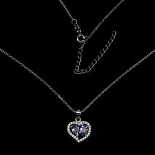 Collier 'Coeur' en argent  massif 925,, vrai Tanzanite 6x 4mm et Zircons 