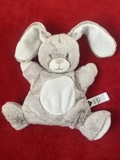 ??Doudou Marionnette à Main Lapin Beige Marron Chiné Blanc TEX NEUF