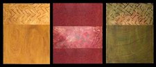 M.Lang Large Painting "Fall Time" Metallic Textured Triptych 3Canvases (16x20) e