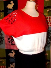 CALVIN KLEIN ROBE  DRESS LAINE COLOR BLOCK EPAULETTES PERLES 38/42