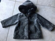 MANTEAU VESTE FILLE EN FOURRURE SYNTHETIQUE Avec Capuche Gris 3/4 Ans