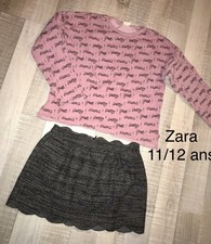 Zara 12 ANS  Fille : 2 Pièces Sweat Rose + Jupe Grise  Hiver TBE