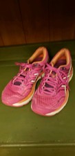 ASICS SIZE 7 WOMENS DYNAMIC DUOMAX PINK/ORANGE/WHITE