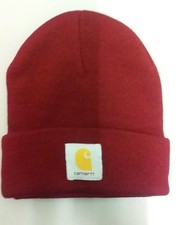 Bonnet CARHARTT Logo Brodé Bonnet en coton, Bordeau, Neuf