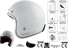 Casque WYATT BLANC café racer BOBBERS HARLEY Jet Rétro Vintage 3/4 XS/S/M/L/XL 