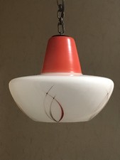 Ancienne Suspension Lustre Lampe En Verre Design Luminaire Vintage
