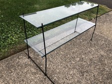 Mid Century Iron Rebar & Glass Shelf Bookcase Bookshelf Rack Plant Stand Unit