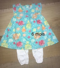  6 MOIS fille : ensemble ROBE + legging Été TBE