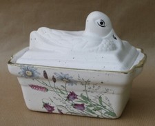 Ancienne terrine à pâté plat canard oie céramique grès barbotine de campagne