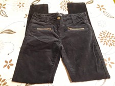 Pantalon velours non côtelé fille - skinny fit - bleu marine - 10 ans 