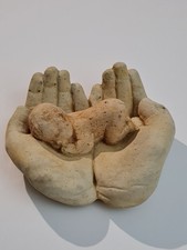 STATUE PIERRE ENFANT MAIN MOULAGE ANCIEN ??? OBJET DECO BÉBÉ FIGURINE SCULTURE 