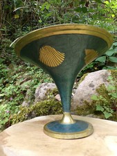 JOLIE COUPELLE SUR PIED EN METAL - BLEU / DORE - MOTIFS MARINS - DECO