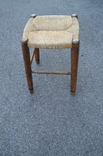 Tabouret ancien Assise Paille Vintage