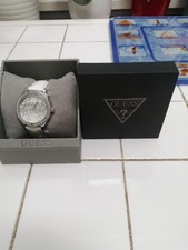 Montre Guess Femme Argentée Et Bracelet Cuir Blanc Top