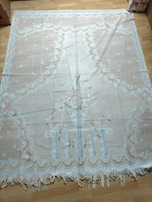 3 rideaux 184 cm x 234 cm blanc motif en couleur fleurs pot sur console commode