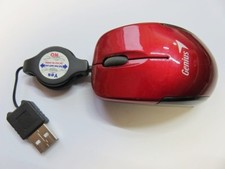393 - Mini-souris de voyage Genuis - Micro traveler usb - Rouge métallisé