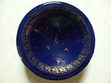 Petite coupe coupelle bleue  sur pied en porcelaine de Limoges  vide poche 