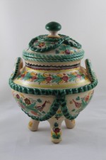 Vase Amphore De Céramique Pont De L'Archevêque Peint À à la Main Alfar E. C.F