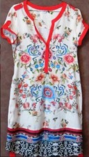 Robe Tunique Promod T36 - Robe foulard beige à ceinture rouge (1904014)