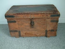 MILITAIRE CAPITAINE G Milne R.a.M.C Cuir campagne Trunk Antique Commode à