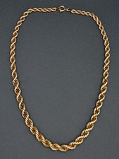 Ancien Collier Ras du Cou Maille Corde Tressée Plaqué Or Laminé